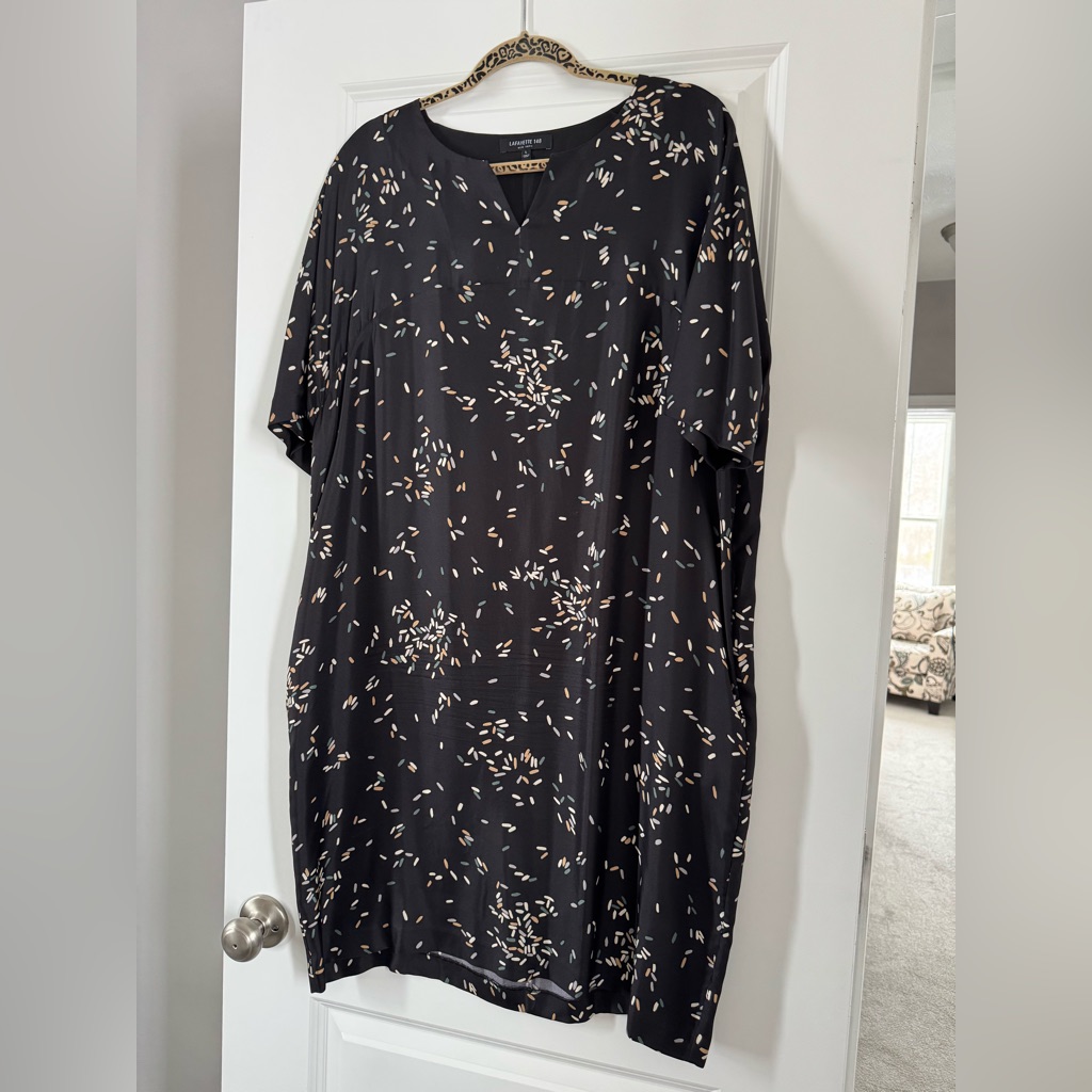 Lafayette 148 New York Black And Cream Patterned Mini Dress
